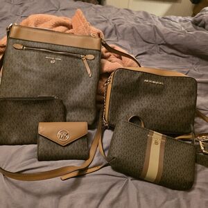 Michael Kors Brown and Tan Crossbody Bag Set